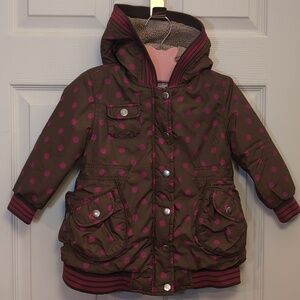 Room Seven Girls' Brown & Pink Polka Dot Hooded Jacket
